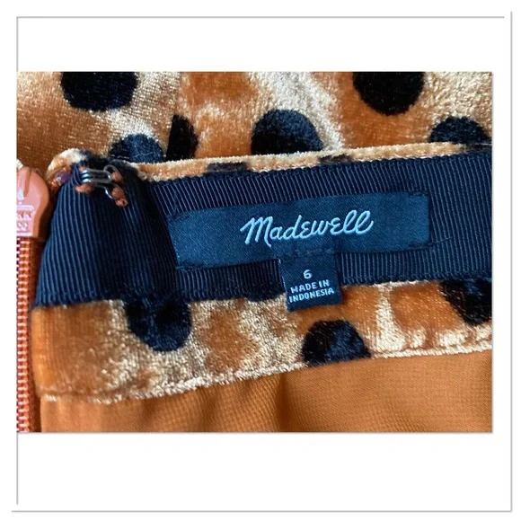 Madewell Velvet Circle Mini Skirt In Leopard Dot Orange Brown Black Size 6 - Picture 5 of 8